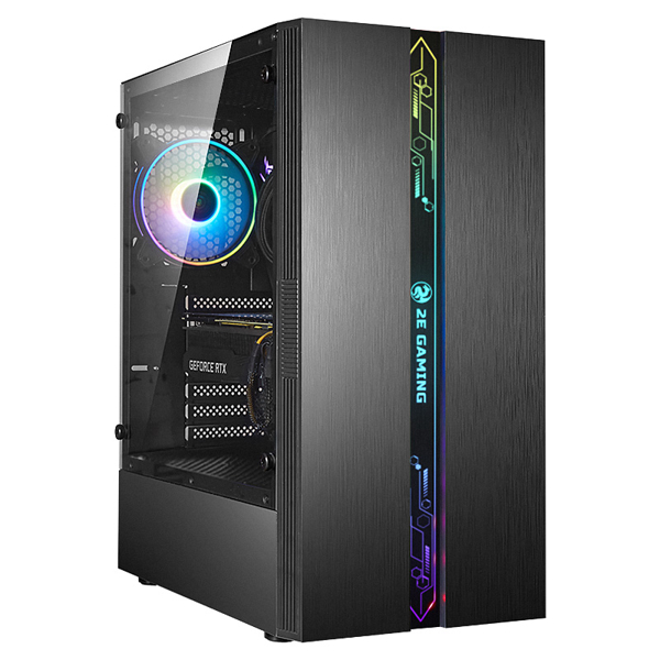 ქეისი 2E G2107 Gaming Case RUNA MidT, 2xUSB2.0, 1xUSB3.0, 1x120mm ARGB+ ARGB strip, TG (side panel), without PSU Black