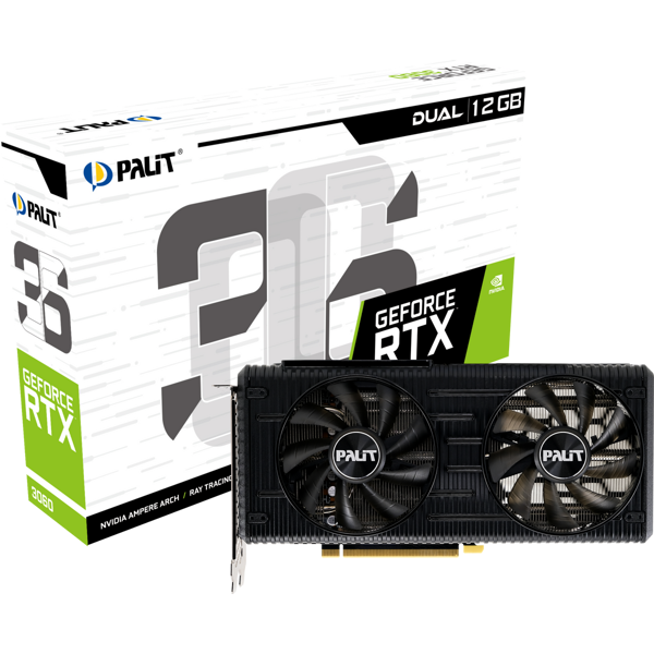 ვიდეო დაფა Palit NE63060019K9-190AD RTX3060 DUAL 12GB, GDDR6 192bit 3-DP HDMI