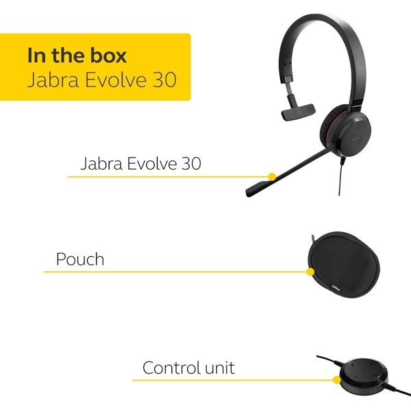 ყურსასმენი Jabra EVOLVE 30 II MS Mono Wired USB Black