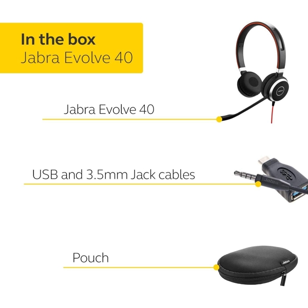 ყურსასმენი Jabra 6399-823-109 Evolve 40 MS HSC017 Stereo Wired USB, Black