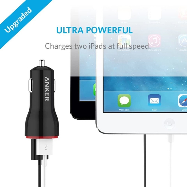 მანქანის დამტენი Anker 24W 2-Port Car Charger + 3ft Miro USB Cable Black