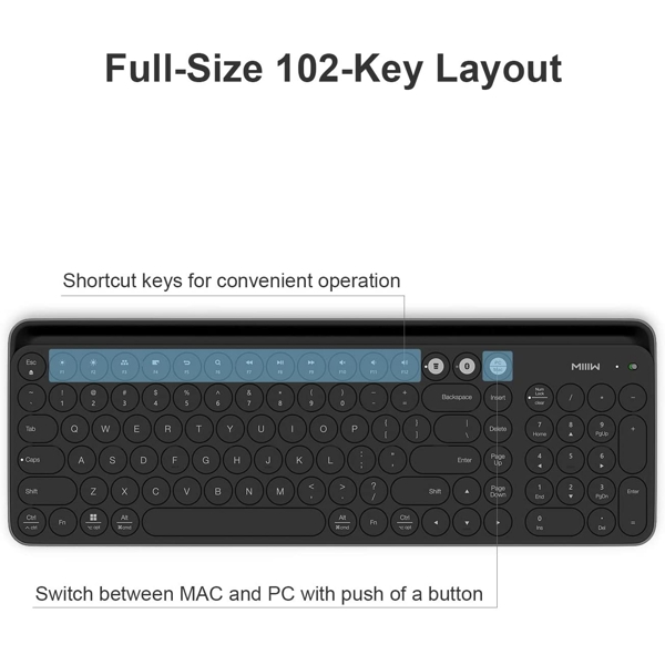 კლავიატურა Xiaomi MIIIW K02 Dual-Mode Wireless Bluetooth Keyboard Black