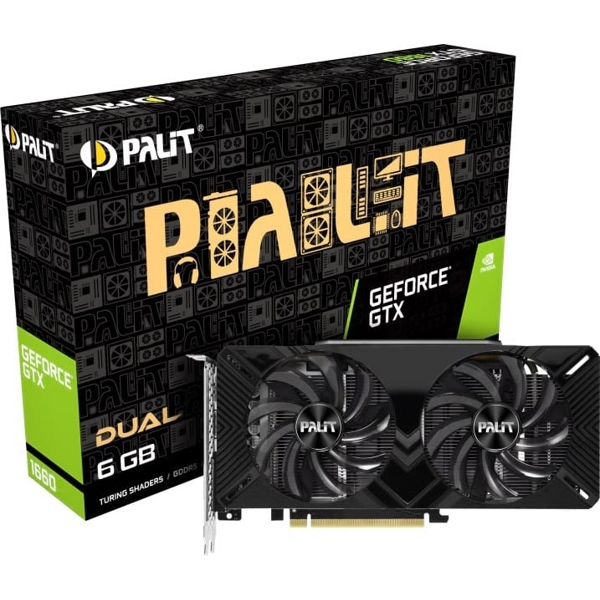 ვიდეო დაფა Palit GeForce GTX 1660 Dual 6G 192bit, GDDR5, HDMI, DP1.4a x 1,120 W,OpenGL 4.6, 1530 MHz