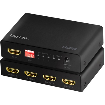 სპლიტერი Logilink HD0038 HDMI splitter 1x4-Port 4K/60 Hz Black