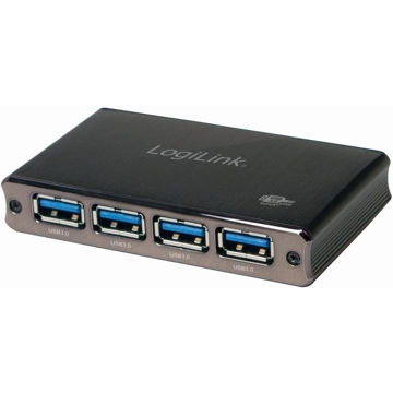 USB ჰაბი Logilink UA0282 USB 3.0 HUB 4port aluminum with power supply Black