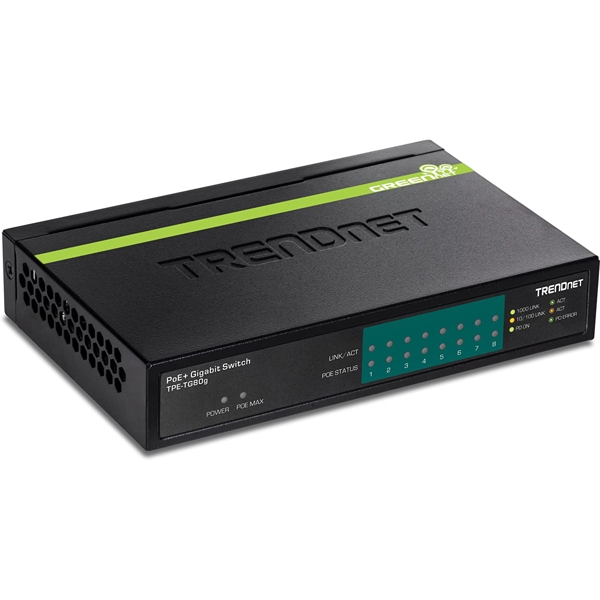 სვიჩი Trendnet TPE-TG80g, 8-Port Gigabit, PoE+ Switch, Black