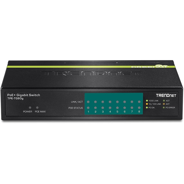 სვიჩი Trendnet TPE-TG80g, 8-Port Gigabit, PoE+ Switch, Black