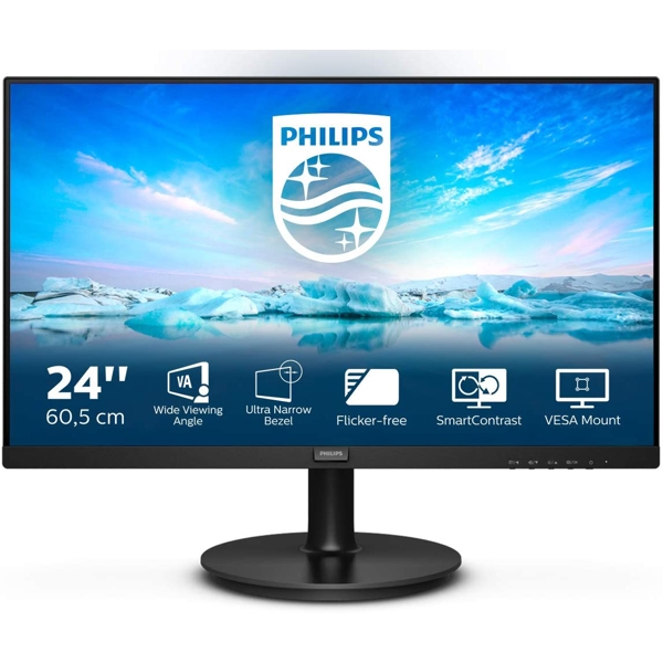 მონიტორი Philips 242V8LA/00 23.8" LCD Full HD 75 Hz VGA, HDMI, DisplayPort Black