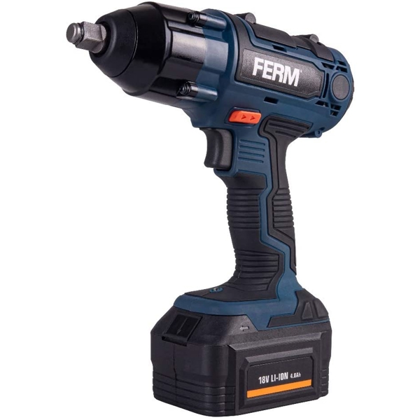 ქანჩსახრახნი FERM CDM1127 Cordless Li-Ion Impact Wrench with 2 Sockets/Battery and Charger, 18 V, Blue