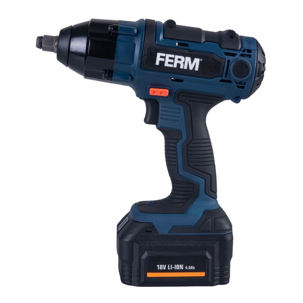 ქანჩსახრახნი FERM CDM1127 Cordless Li-Ion Impact Wrench with 2 Sockets/Battery and Charger, 18 V, Blue