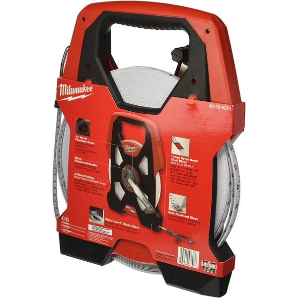 სიგრძის საზომი ლენტი Milwaukee 48225211 Long Open Tape 100m Red