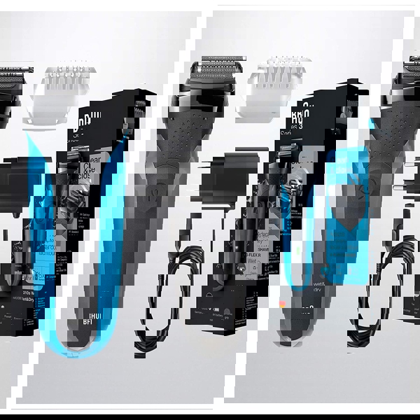 წვერსაპარსი Braun Shaver 310 Wet, Dry Black/BLue