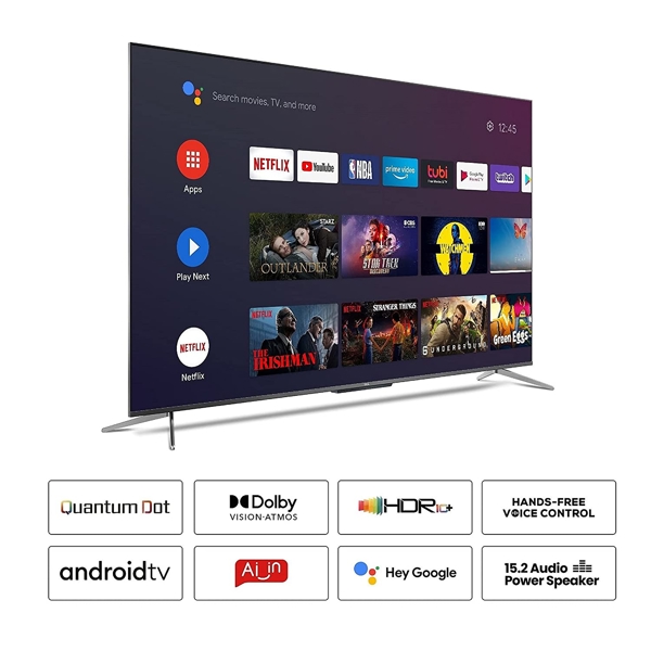 ტელევიზორი TCL 50" QLED TV  ANDROID P, 4K UHD, BT, WIFI, HDMI, USB, Black