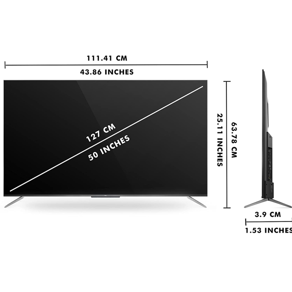 ტელევიზორი TCL 50" QLED TV  ANDROID P, 4K UHD, BT, WIFI, HDMI, USB, Black