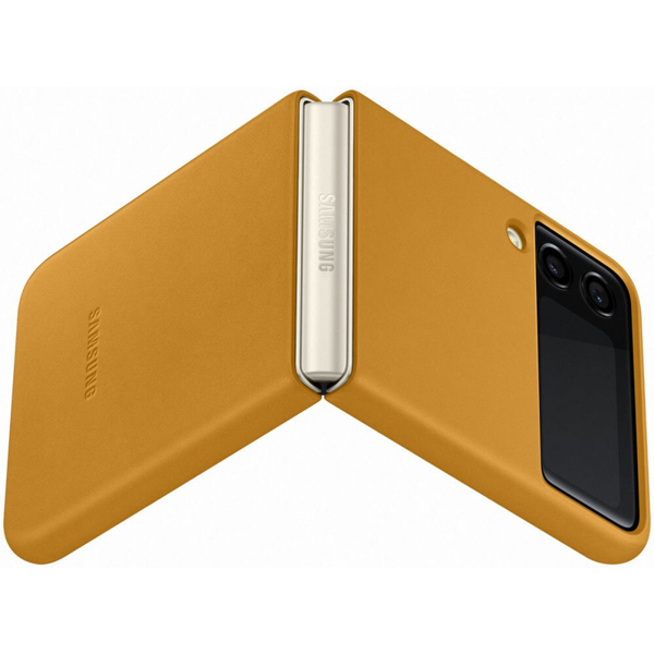  მობილურის ქეისი Ssamsung Galaxy Z Flip 3 Leather Cover Mustard 