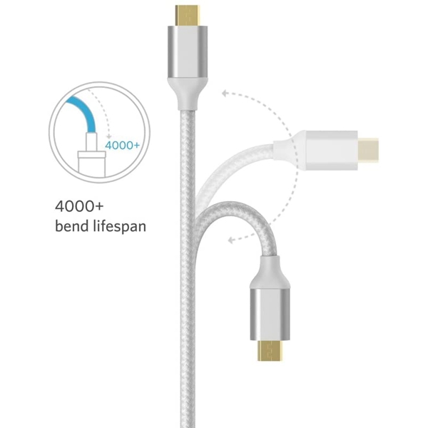 USB კაბელი Anker A7116041 USB 2.0 to Micro USB 1.8 m Silver