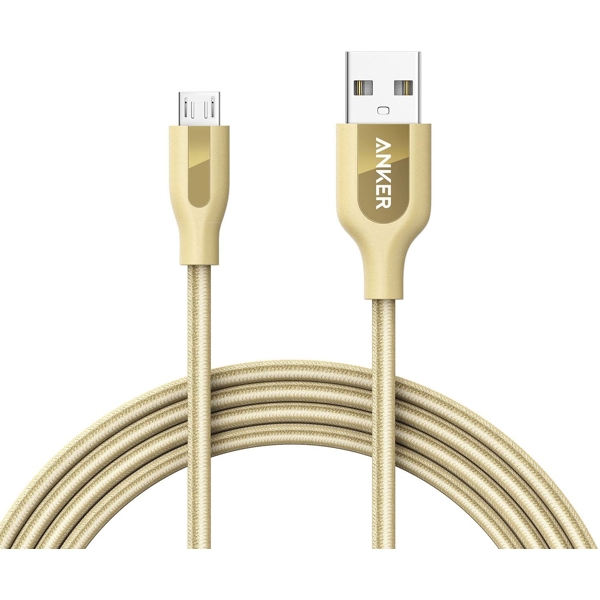 USB კაბელი Anker A81430B1 USB 2.0 to Micro USB 1.8m Golden