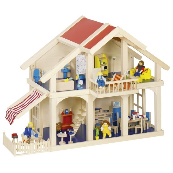 სათამაშო თოჯინის სახლი GOKI 51893G Doll house 2 floors with internal patio