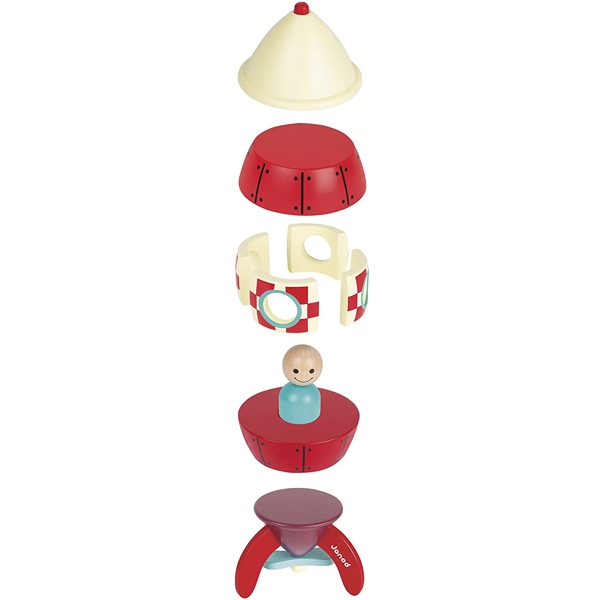 მაგნიტური რაკეტა Janod J05212 Designer magnetic Rocket 32 cm Red