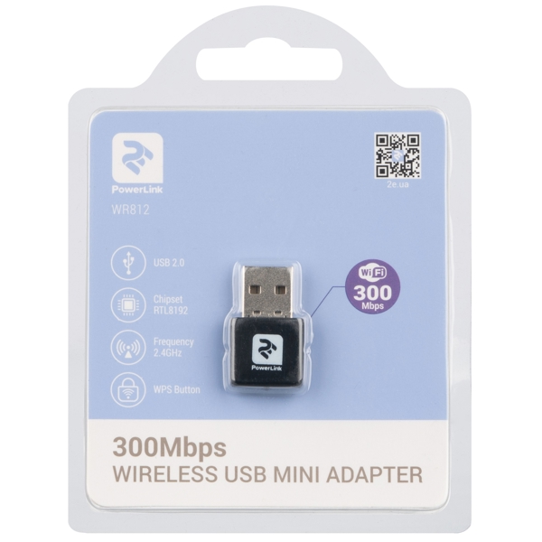 Wi-Fi ადაპტერი 2E WR812 PowerLink N300, USB2.0