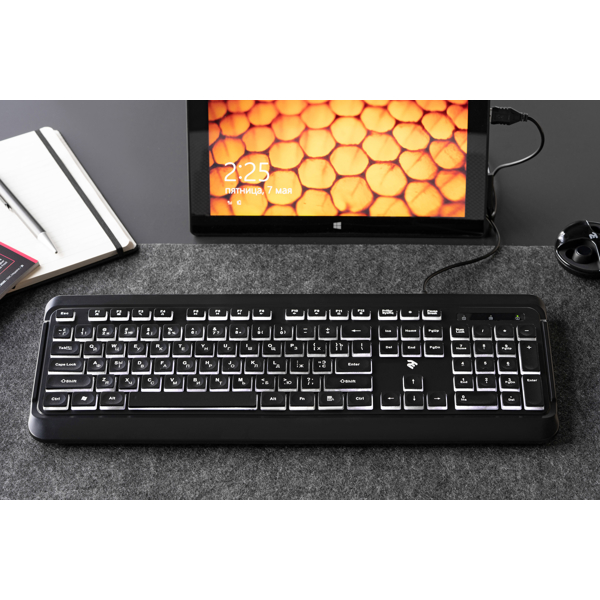 კლავიატურა 2E KS120 Keyboard White backlight USB Black