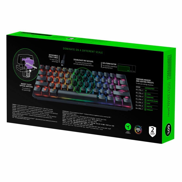 კლავიატურა Razer RZ03 Gaming Huntsman Mini Red Switch USB US RGB, Black