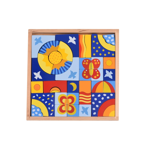 ასაწყობი ფაზლი GOKI 58646G Wooden Blocks Butterflies