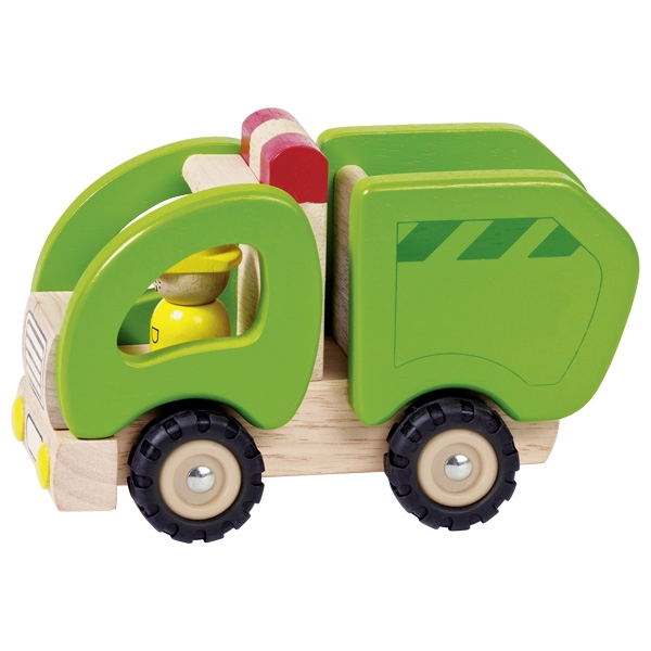 ნაგვის მანქანა Goki 55964G Machine wooden Garbage truck Green