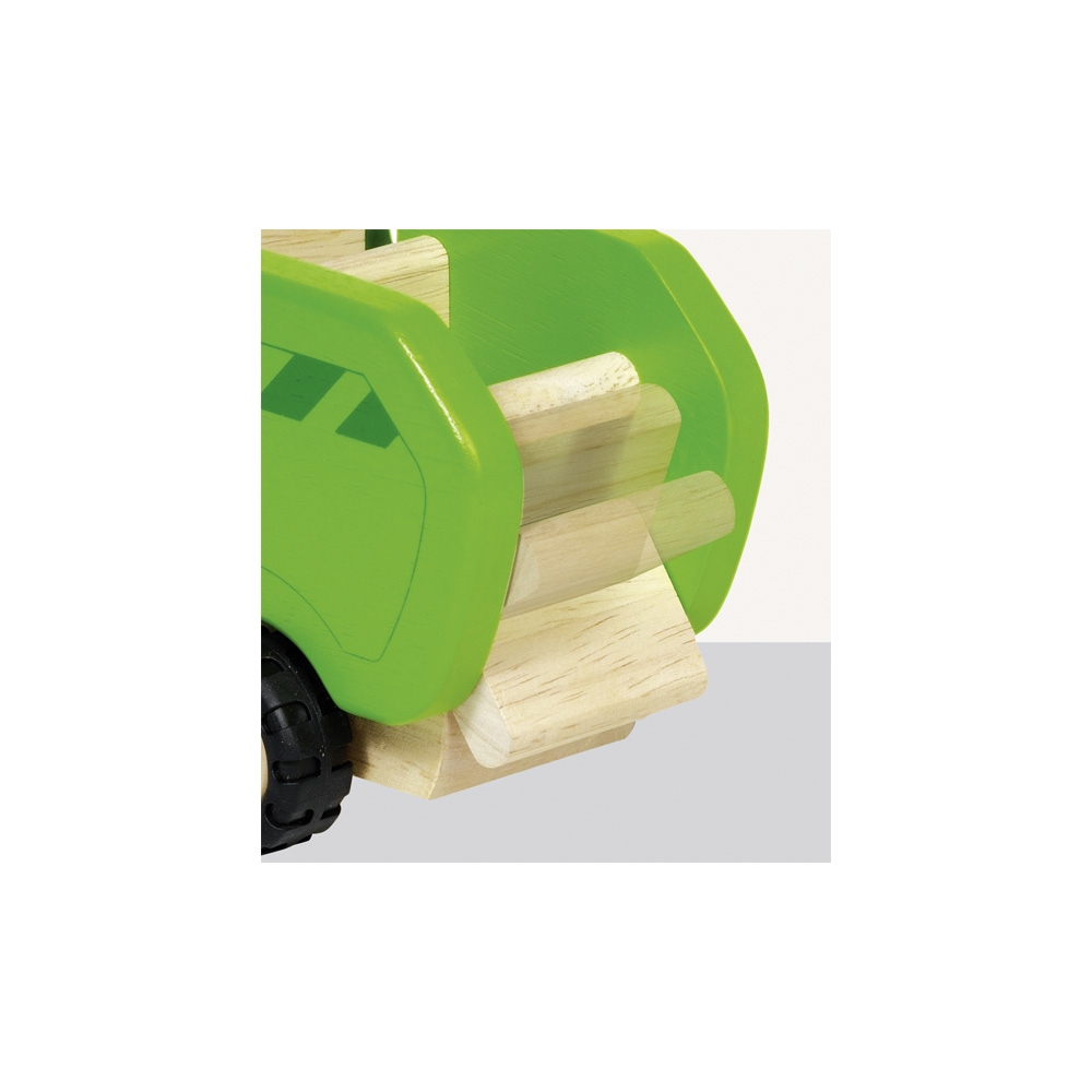 Goki 55964G Machine wooden Garbage truck Green