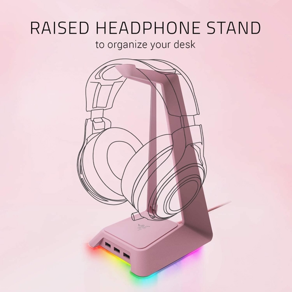 ყურსასმენის სადგამი Razer RC21-01190200-R3M1 Base Station Chroma Quartz USB Pink