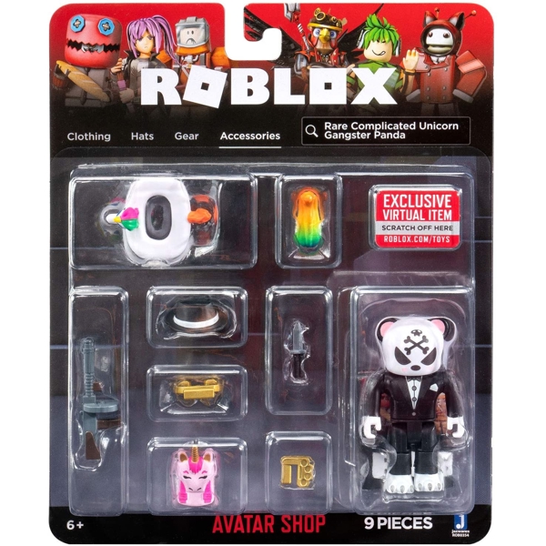 სათამაშო საკოლექციო ფიგურა Roblox ROB0354 Avatar Shop Series Collection - Rare Complicated Unicorn Gangster Panda Figure Pack