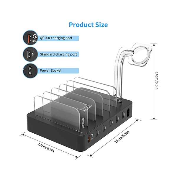 მობილურის დამტენი  Choetech Q3008-EU QC 3.0 6-Port USB-A Charing Station