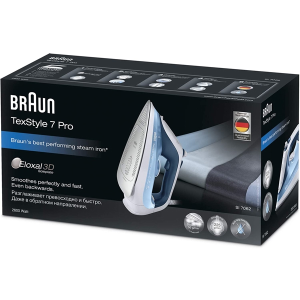 ორთქლის უთო Braun SI7062BL 2600W, 0.3L, Blue