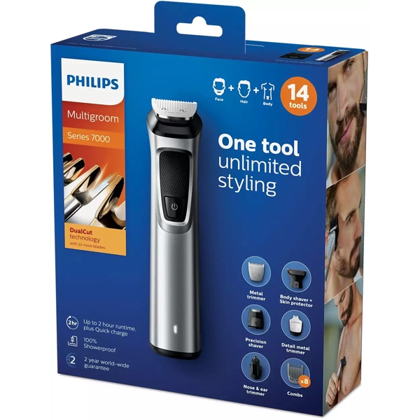 უნივერსალური საკრეჭი Philips MG7720/15 Face, Hair And Body Trimmer, Silver/Black