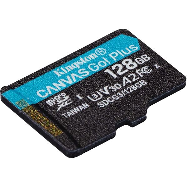 მეხსიერების ბარათი Kingston SDCG3/128GBSP 128GB microSDXC C10 UHS-I U3 A2 R170/W90MB/s Canvas Go Plus