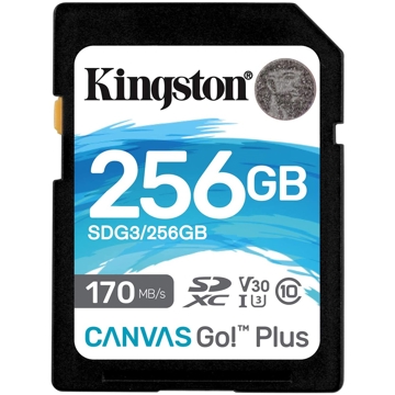 მეხსიერების ბარათი Kingston SDG3/256GB 256GB SDXC C10 UHS-I U3 R170/W90MB/s Canvas Go Plus