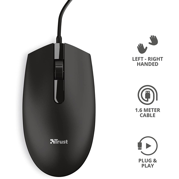 მაუსი Trust 24271 Basi Wired Mouse Black