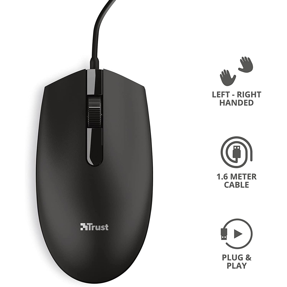 მაუსი Trust 24271 Basi Wired Mouse Black
