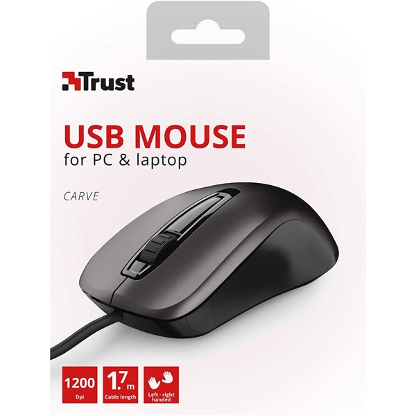 მაუსი Trust 23733 Wired Optical Mouse Black