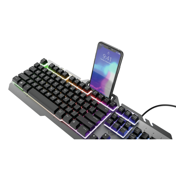 კლავიატურა Trust 23796 GXT 853 ESCA Metal Rainbow LED Gaming Keyboard Wired USB-A Black