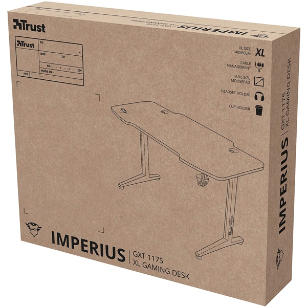 Trust 23802 GXT 1175 Imperius XL Gaming Desk Black