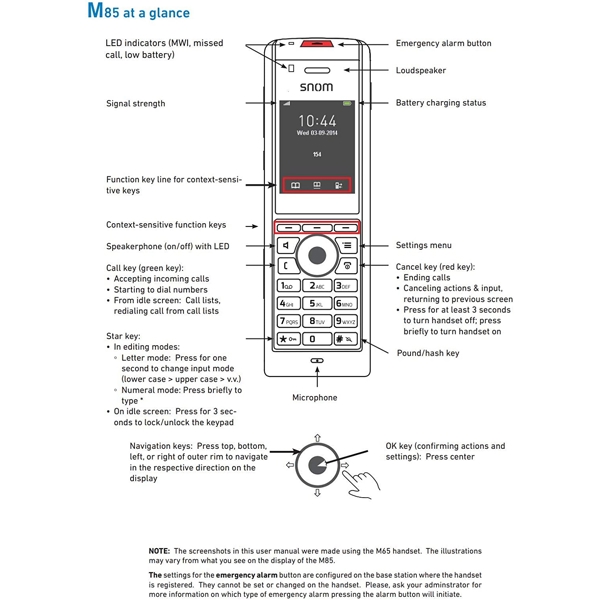 IP ტელეფონი Snom M65 Professional Handset 3.5mm Phone Jack, TFT, 8 Lines, Black