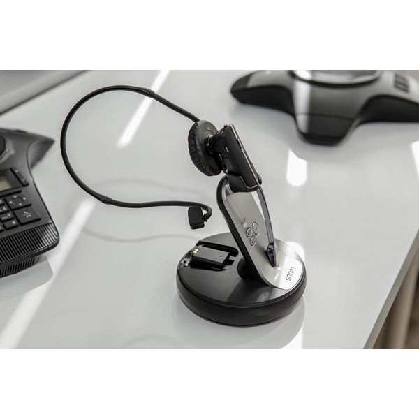 ყურსასმენი Snom A170 Wireless DECT Headset, 3 Ways Of Wearing, LED, Black/Silver