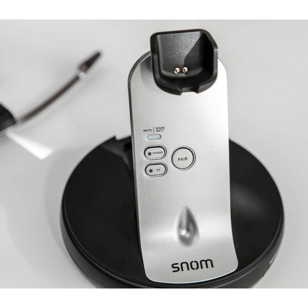 ყურსასმენი Snom A170 Wireless DECT Headset, 3 Ways Of Wearing, LED, Black/Silver