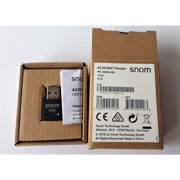 Snom A230 DECT USB stick Conference Bundle USB2.0, CE, IEC 60950, Black