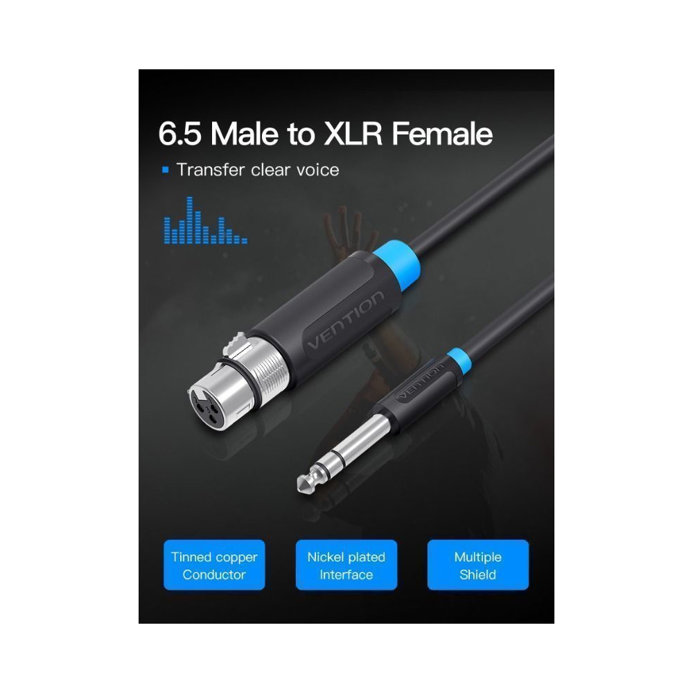 კაბელი VENTION BBEBF 6.5mm Male to XLR Female Audio Cable 1M Black