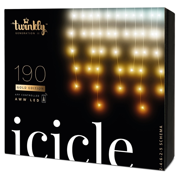 Smart LED განათება Twinkly Icicle AWW 190, Gen II, IP44