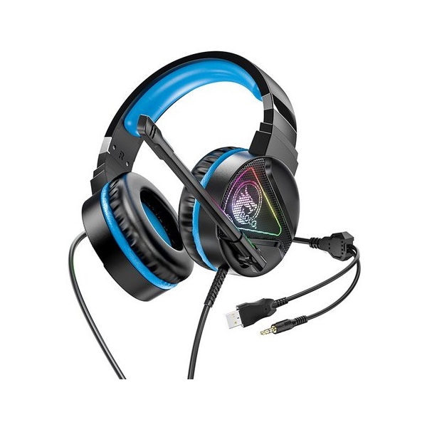 ყურსასმენი Hoco W104 Drift Gaming, USB+ 2x3.5mm Jack Balck/Blue