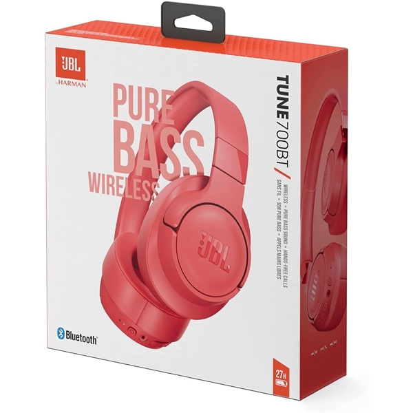 ყურსასმენი JBL Tune 700BT Wireless, Bluetooth, Red