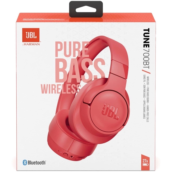 ყურსასმენი JBL Tune 700BT Wireless, Bluetooth, Red